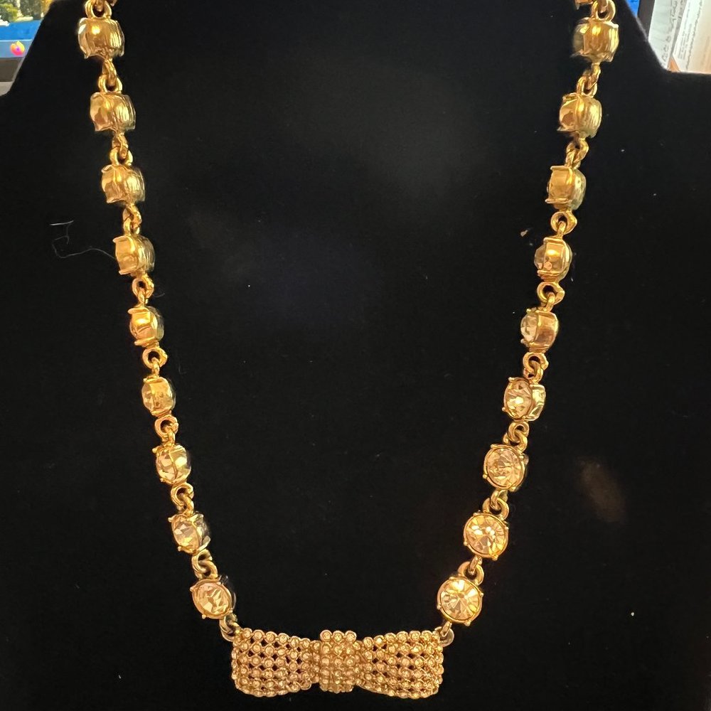 GOLD CRYSTAL BOW NECKLACE